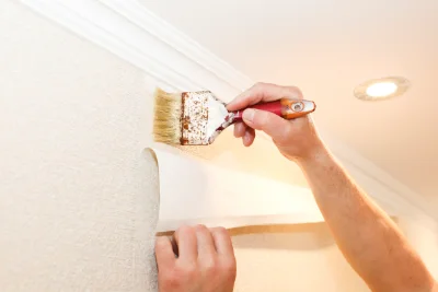 Pose de papier peint à la Valla-en-Gier — revêtements muraux et toiles de verre